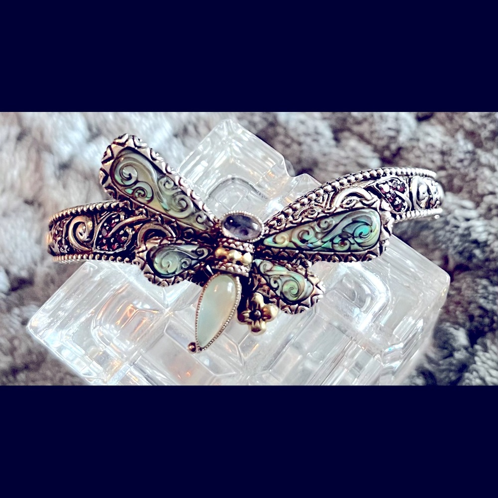 Stunning Barbara Bixby Abalone Dragonfly Hinge Bracelet 🧚🏼‍♀️